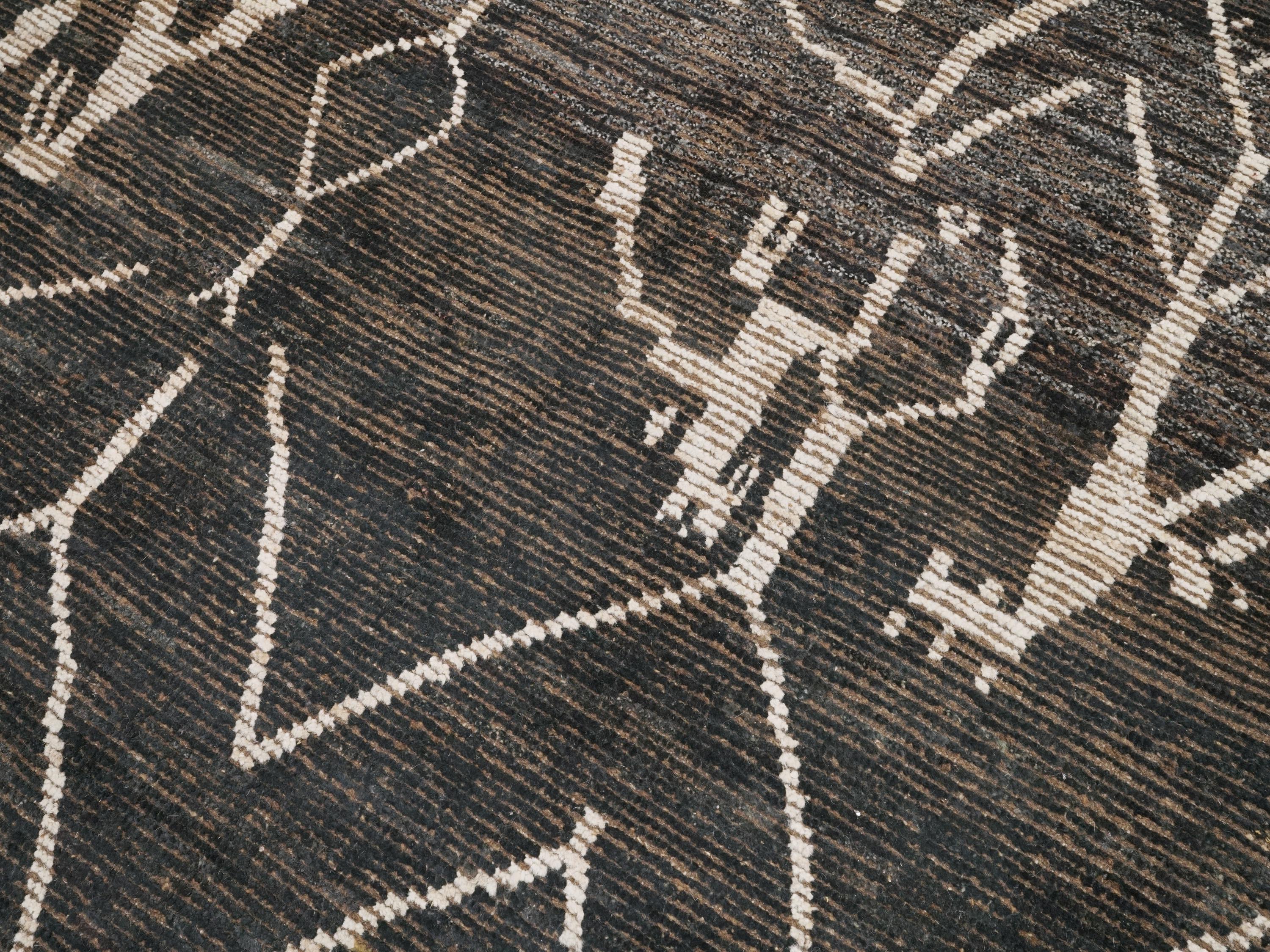 6x8 Ft Black Moroccan Rug - Handmade Tribal Rug