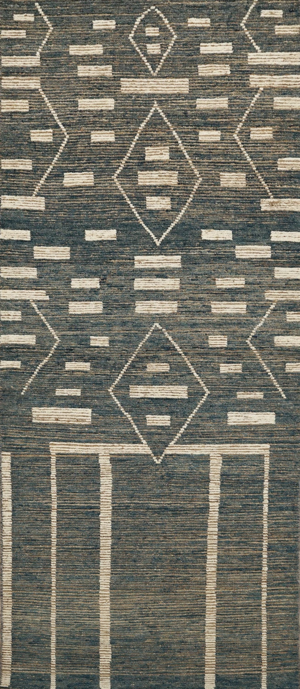 10 Ft Blue Moroccan Runner Rug - Afghan Handmade Wool Rug