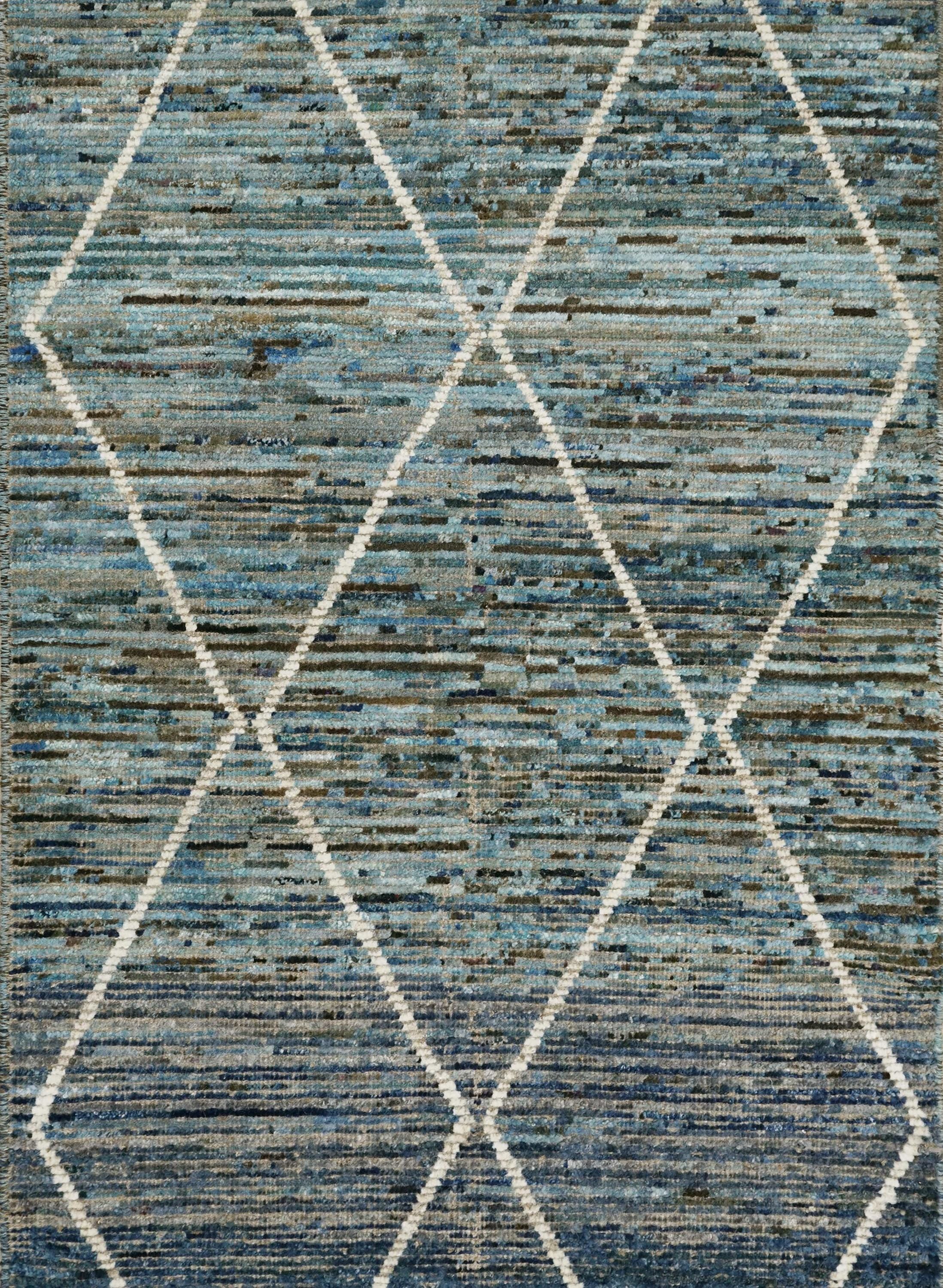 3x5 Ft Blue Moroccan Rug - Hand Knotted Afghan Rug