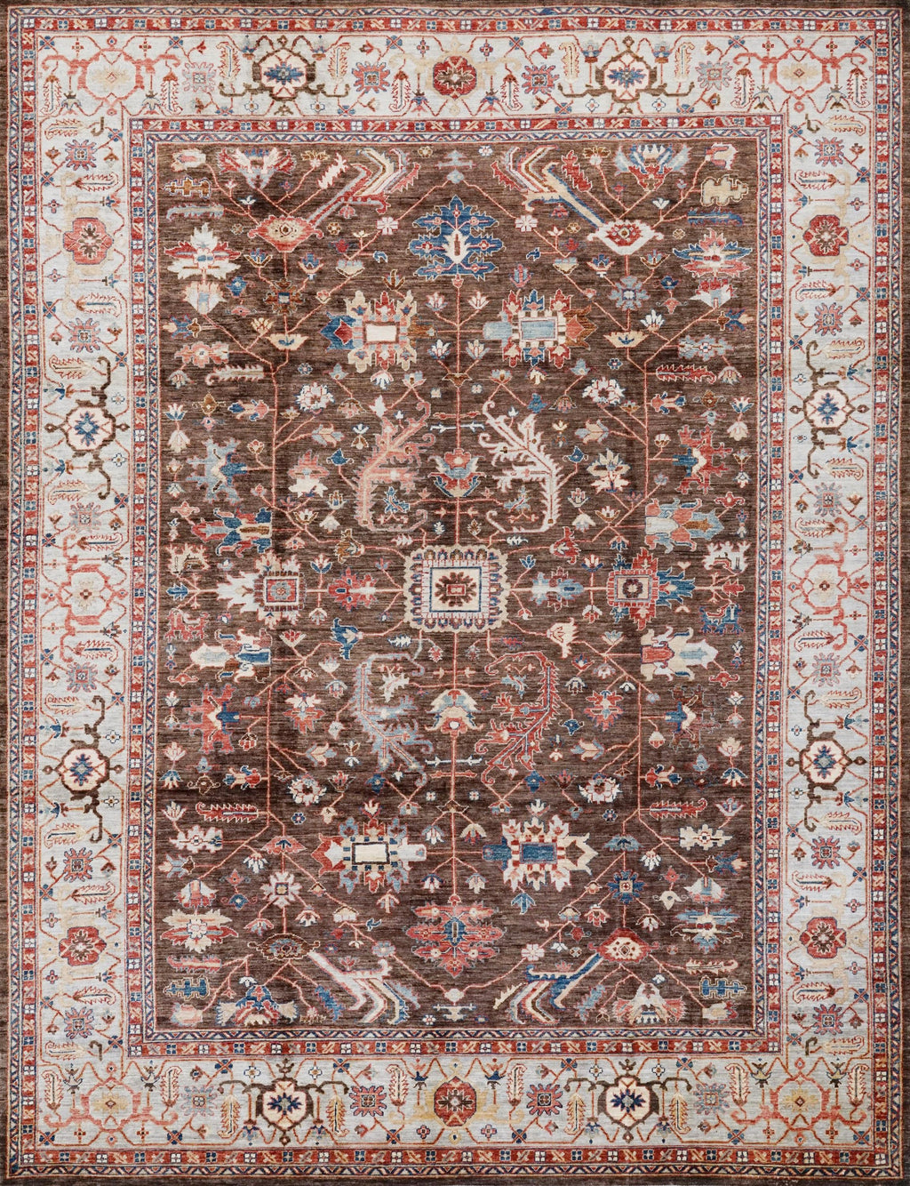 9x12 Ft Brown Serapi Rug - Afghan Oriental Area Rug - Persian Design