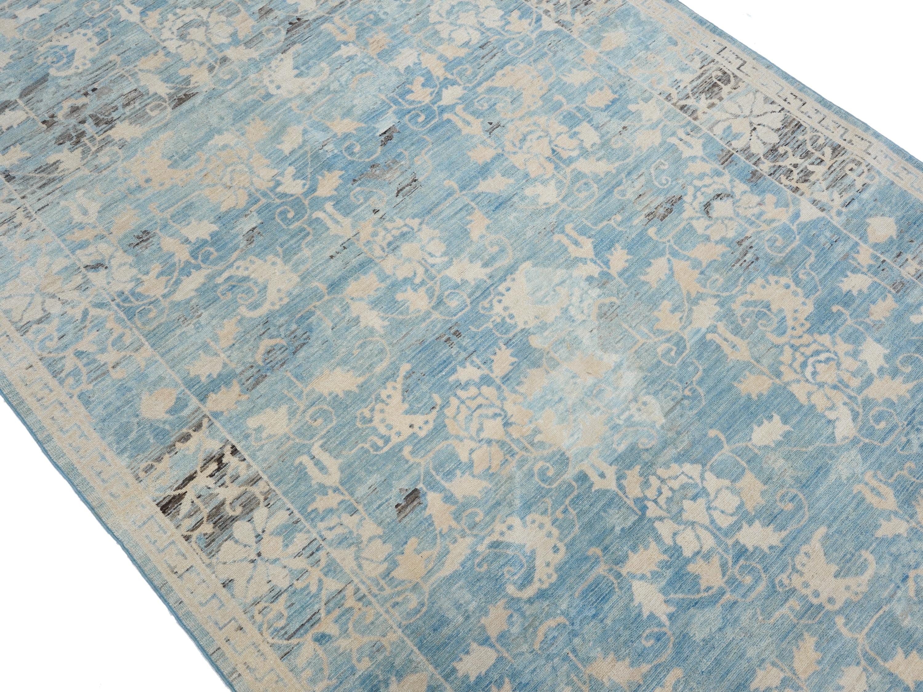 6x10 Ft Antique Serapi Rug - Blue Persian Rug