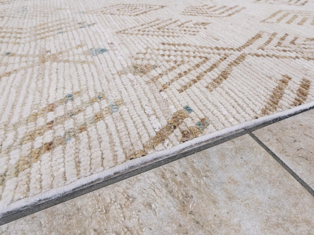 7x16 Ft Beige Moroccan Runner Rug - Hand Knotted Afghan Wool