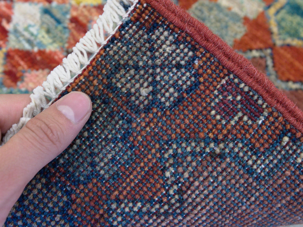 1x2 Ft Red & Green Heriz Rug - Wool Accent Rug