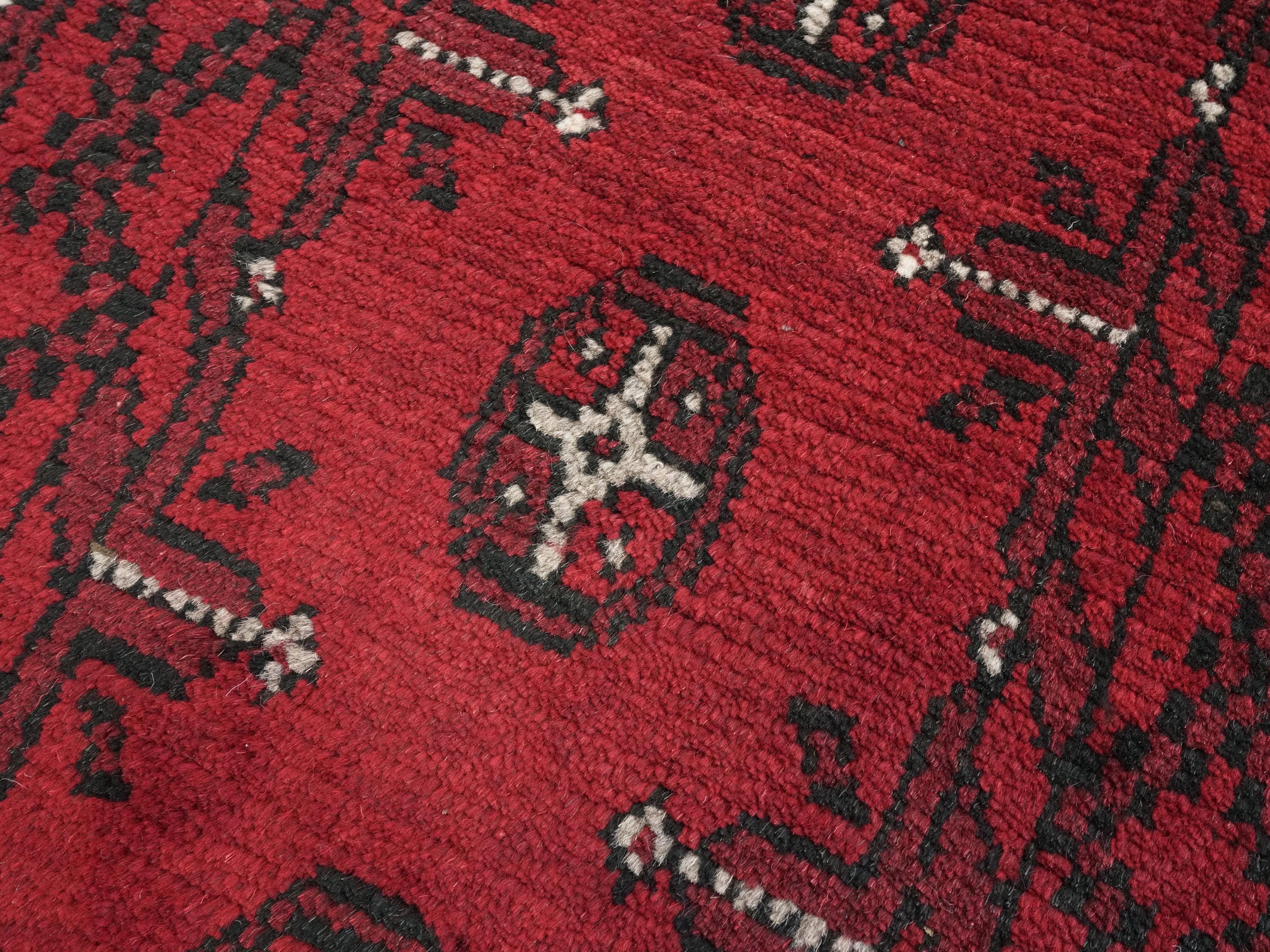 2x3 Ft Red Khal Mohammadi Rug - Hand Knotted Turkmen Wool Rug