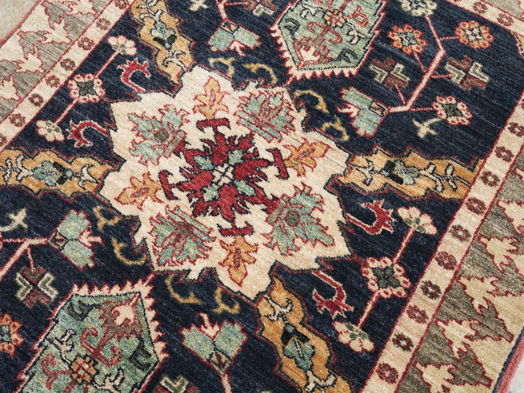 2x3 Ft Hand Knotted Dark Blue Bidjar Rug - Persian Accent Rug