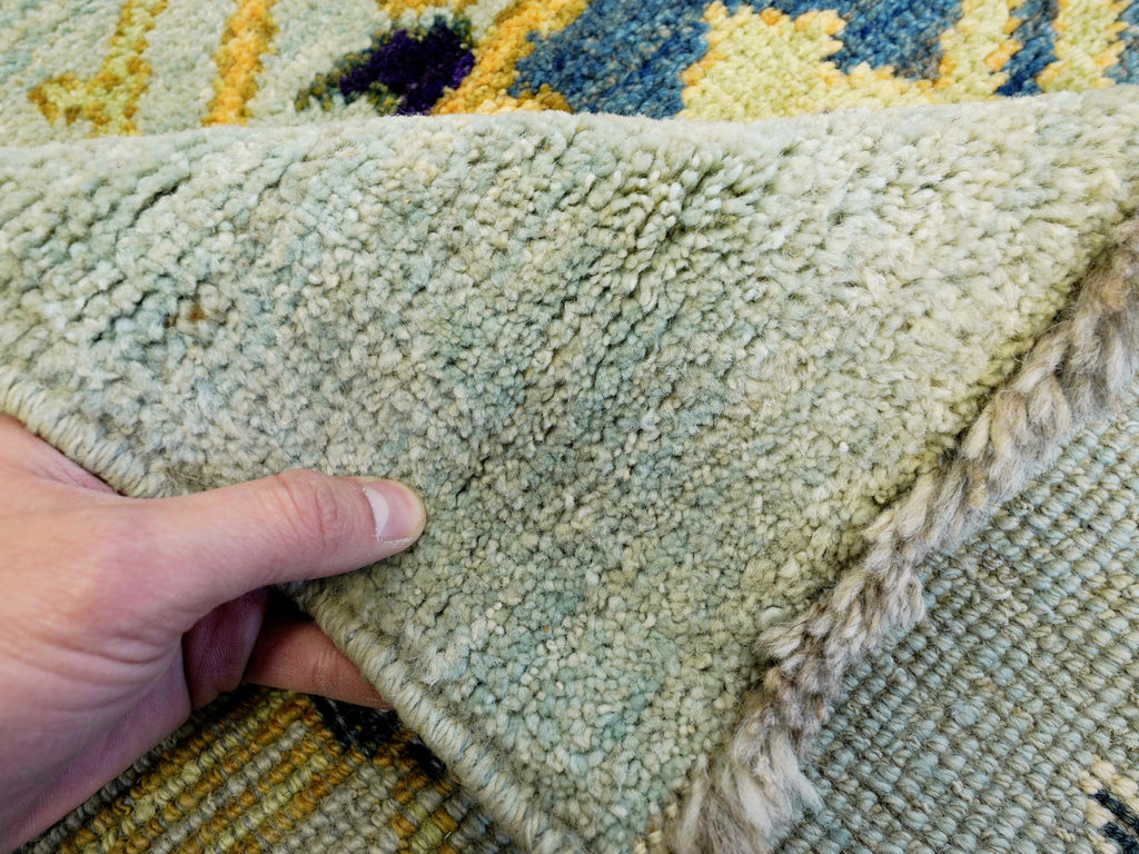 9x12 Ft Light Green Ushak Rug - Hand Knotted Afghan Oriental Rug