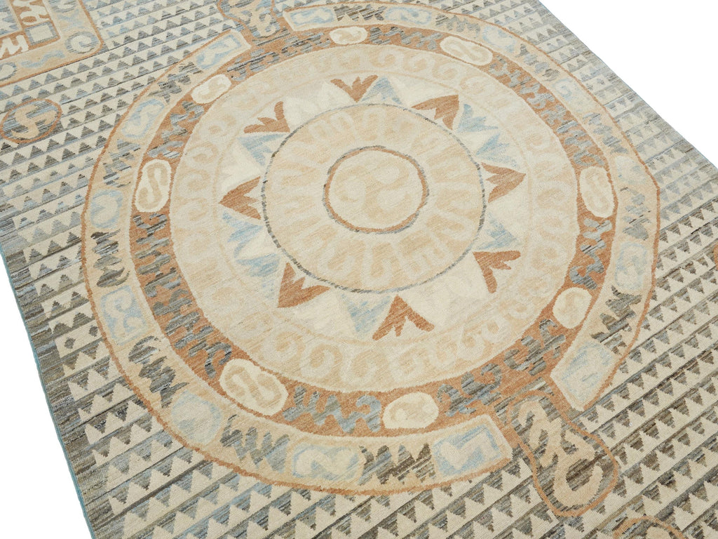 6x9 Ft Antique Tibetan Rug - Beige & Brown Chinese Design