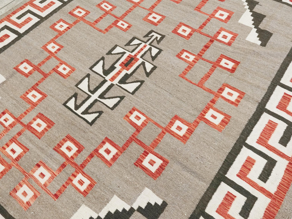 8x10 Ft Red Navajo Rug - Flat Weave Tribal Rug