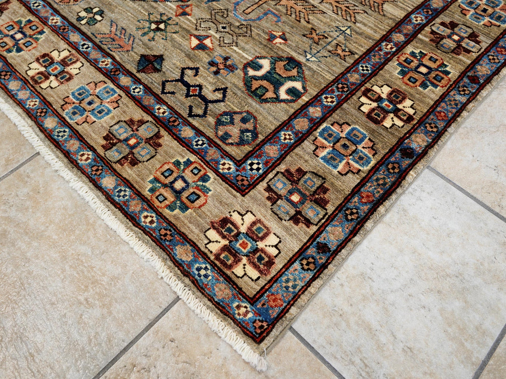 5x7 Ft Brown Heriz Rug - Hand Knotted Oriental Wool Rug