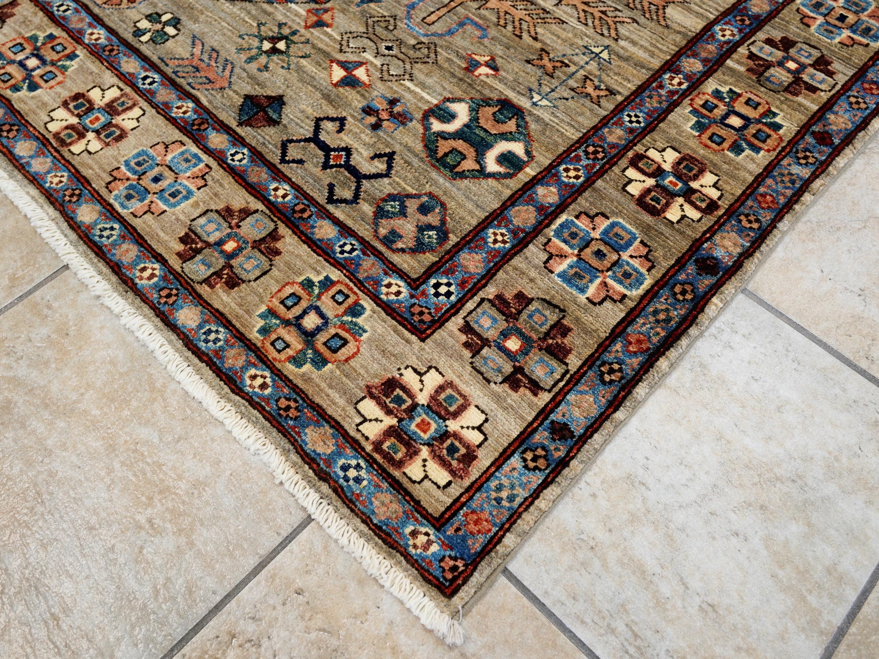 5x7 Ft Brown Heriz Rug - Hand Knotted Oriental Wool Rug