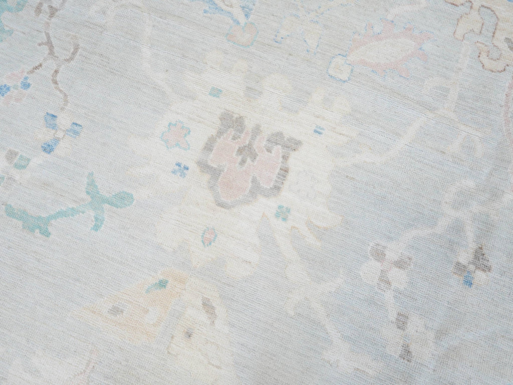 9x12 Ft Pastel Oushak Rug - Handmade Area Rug - Floral Design