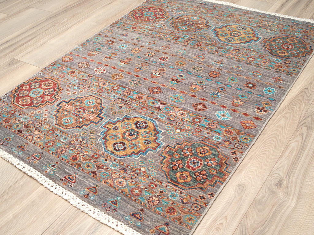 3x5 Ft Gray Khorjan Rug - Oriental Wool Area Rug