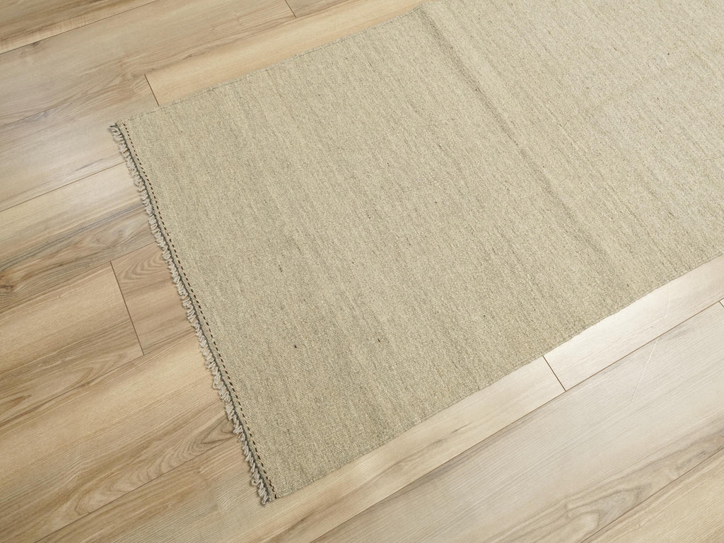10 Ft Handmade Beige Kilim Runner Rug - Afghan Wool Hallway Rug