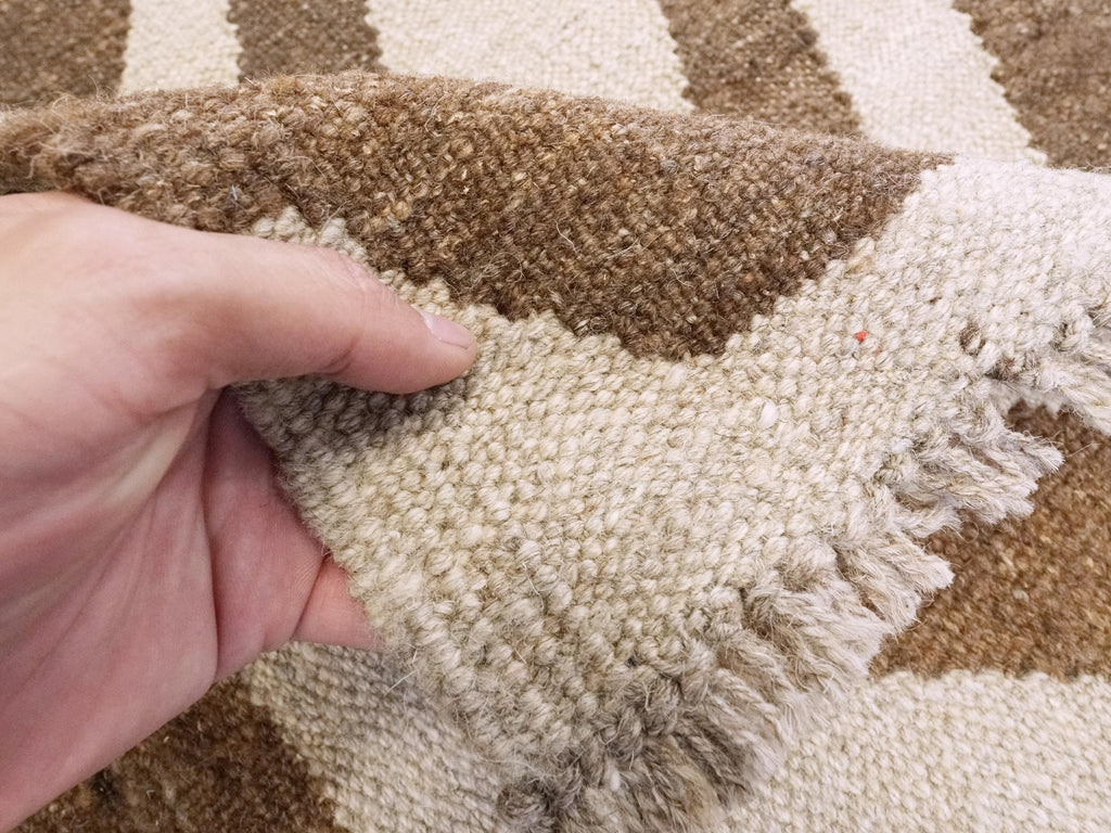 9x12 Ft Brown & Beige Killim Rug - Flat Weave Area Rug