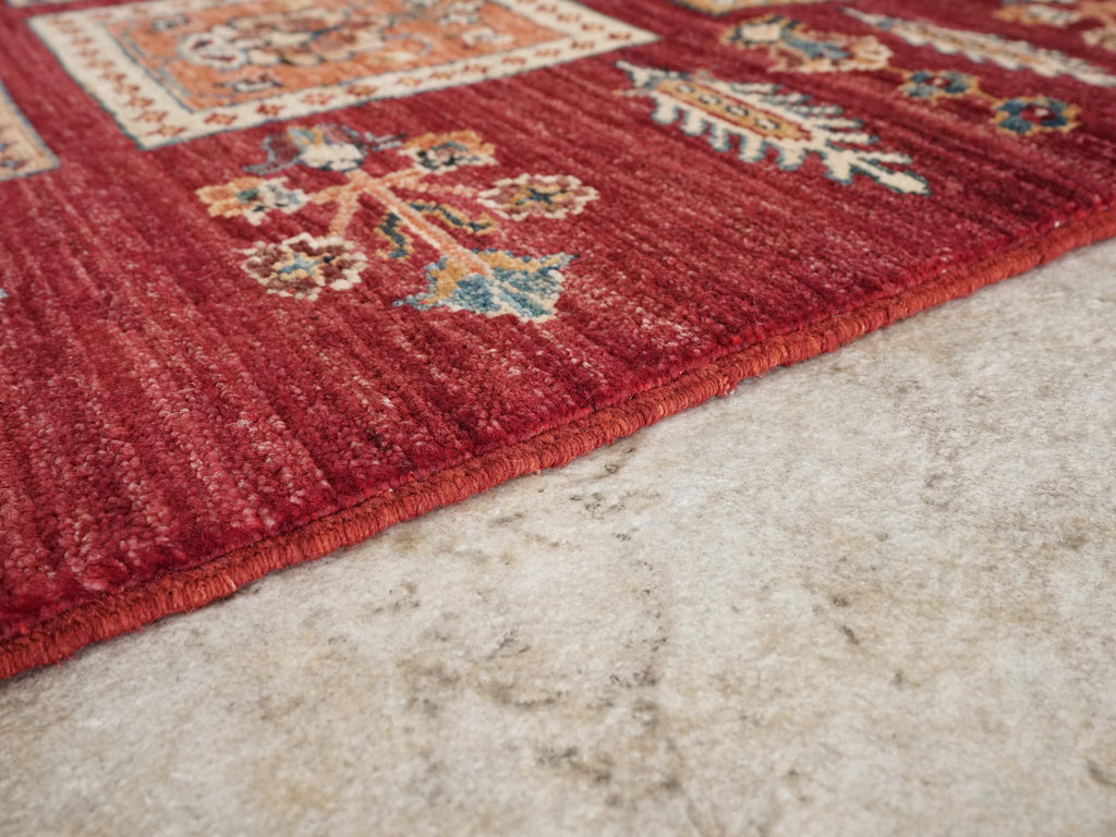 6x8 Ft Red Gabbeh Rug - Hand Knotted Oriental Rug - Garden Design