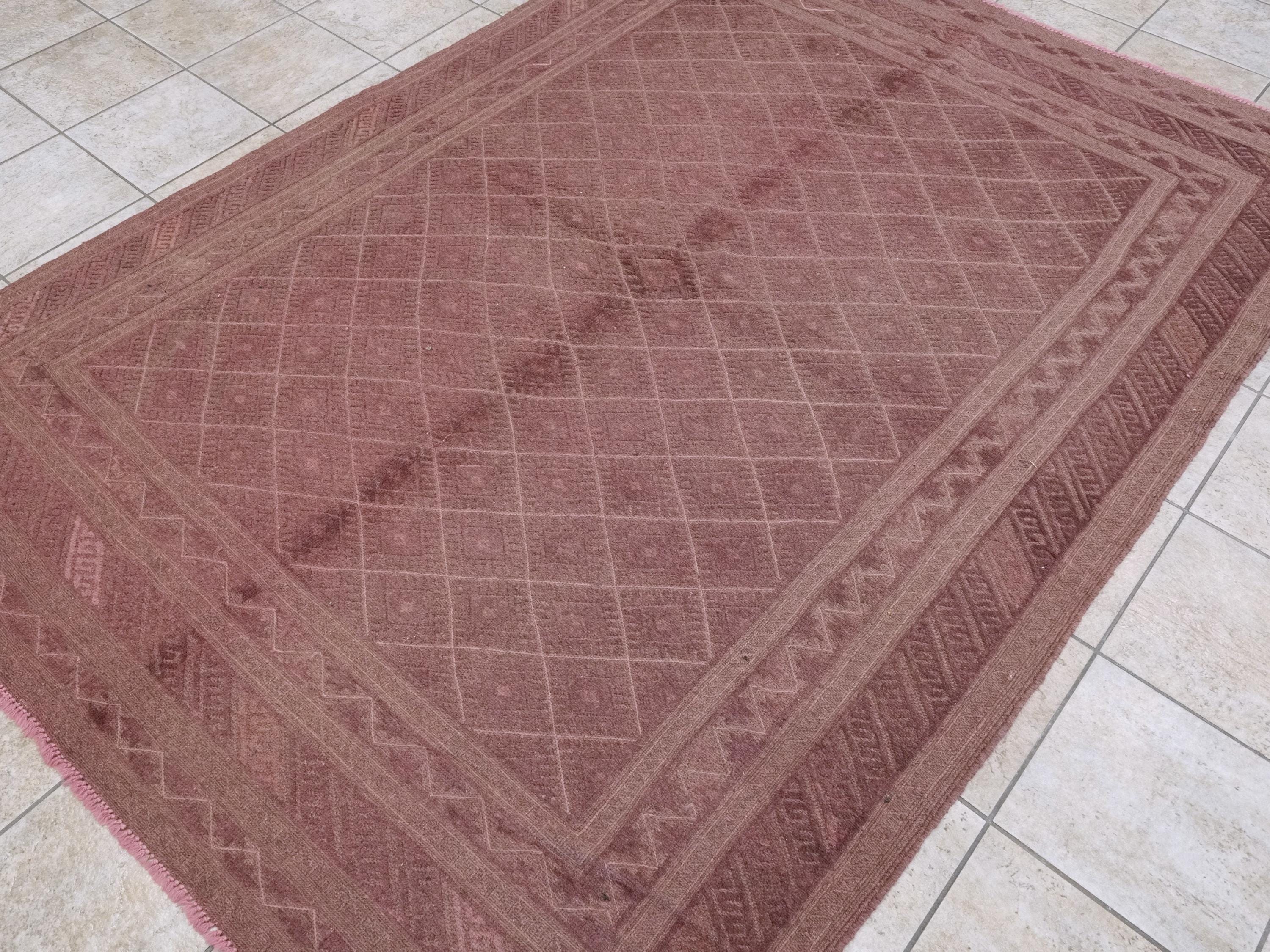 6x9 FT Pink Tribal Kilim Rug - Hand Knotted Afghan Wool - Vintage