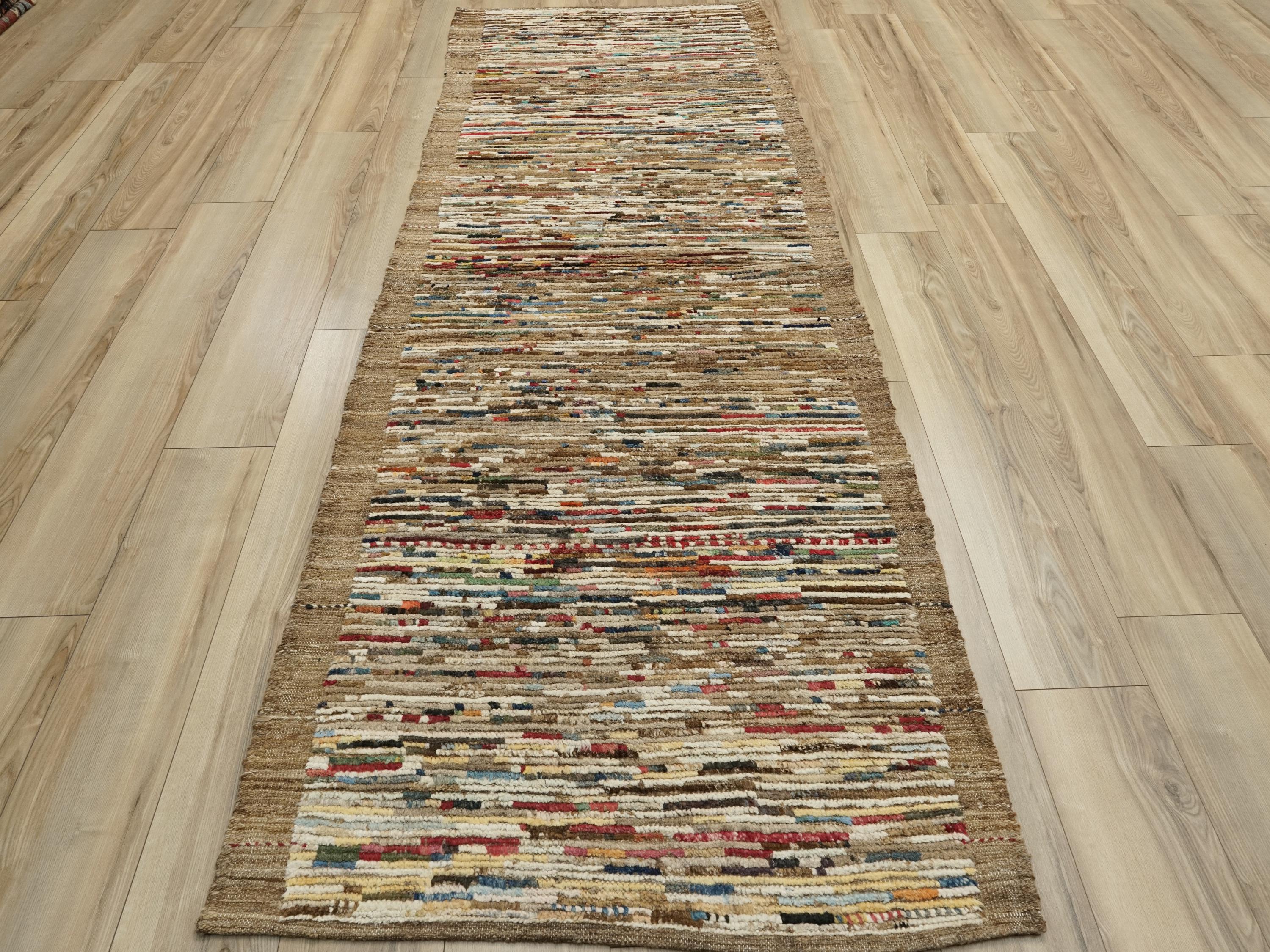 10 Ft Colorful Moroccan Runner Rug - Handmade Wool Runner