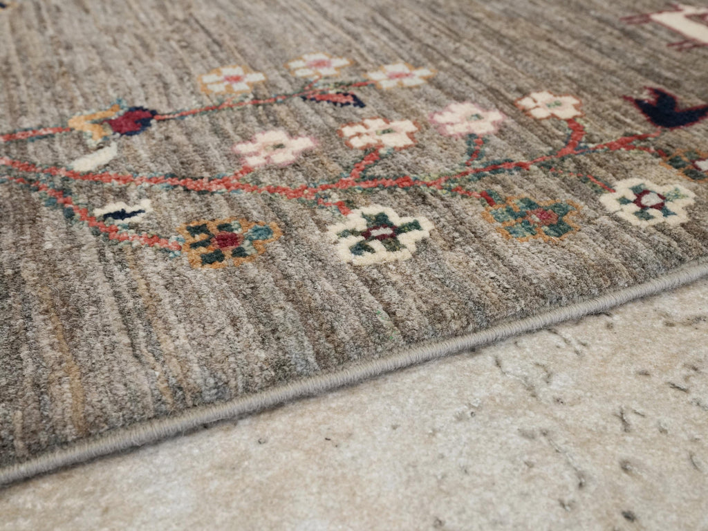 7x10 Ft Brown Serapi Rug - Hand Knotted Floral Rug