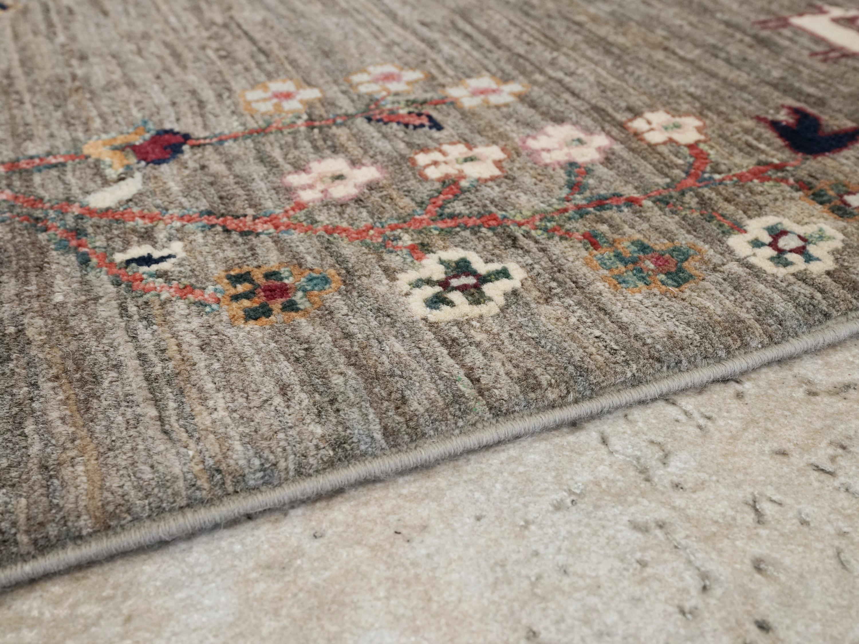 7x10 Ft Brown Serapi Rug - Hand Knotted Floral Rug