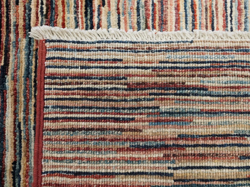 8x10 Ft Hand Knotted Gabbeh Rug - Striped Area Rug