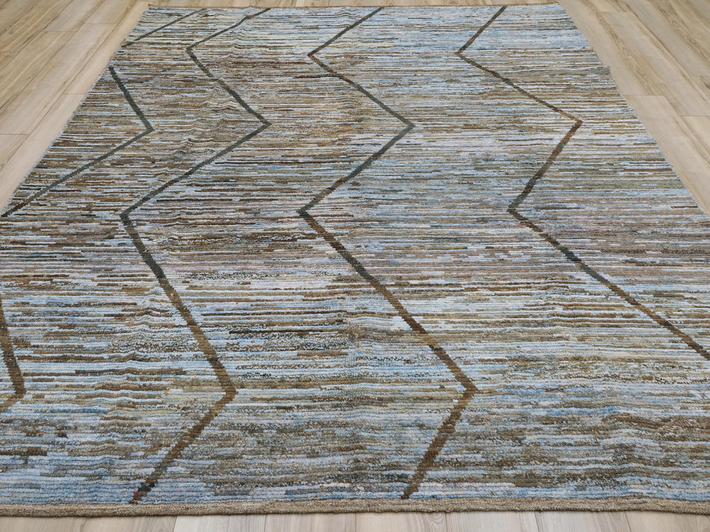 8x10 Ft Blue Moroccan Rug - Hand Knotted Area Rug