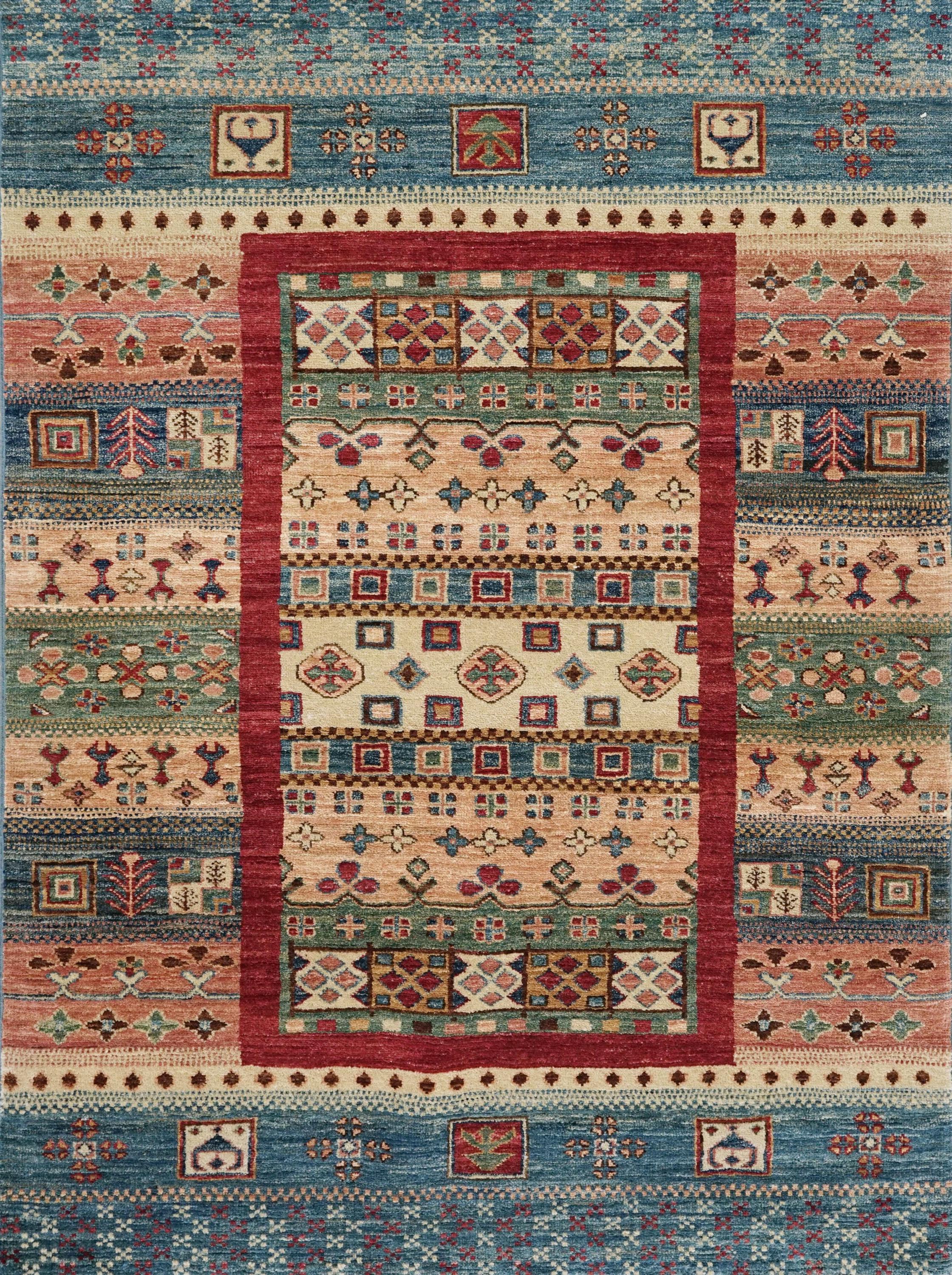 3x5 Ft Gabbeh Rug - Hand Knotted Tribal Area Rug