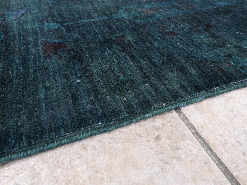 6x8 Ft Dark Blue Serapi Rug - Handmade Afghan Wool Area Rug - Over Dyed