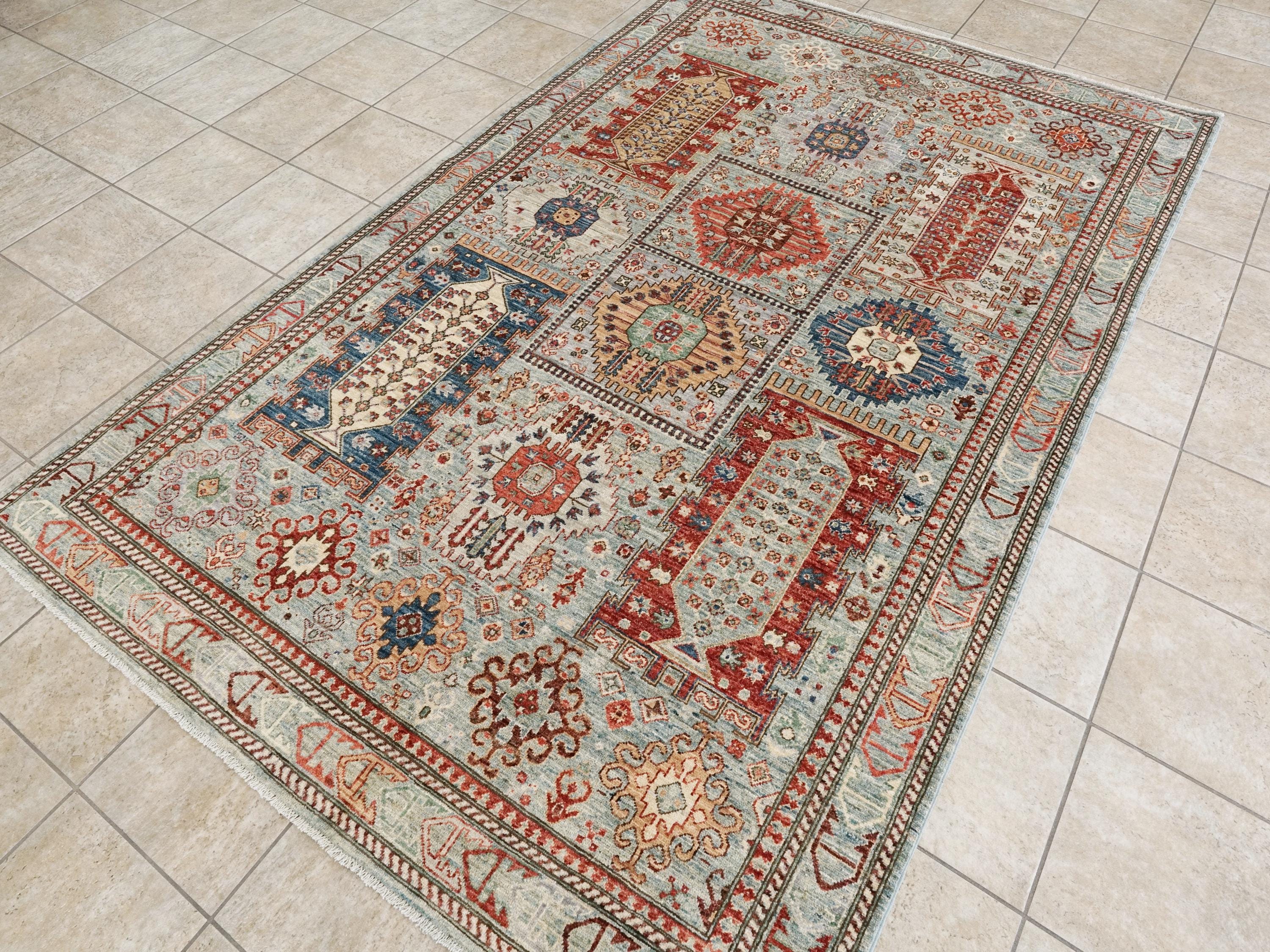 6x9 Ft Light Green Heriz Rug - Traditional Afghan Wool Rug