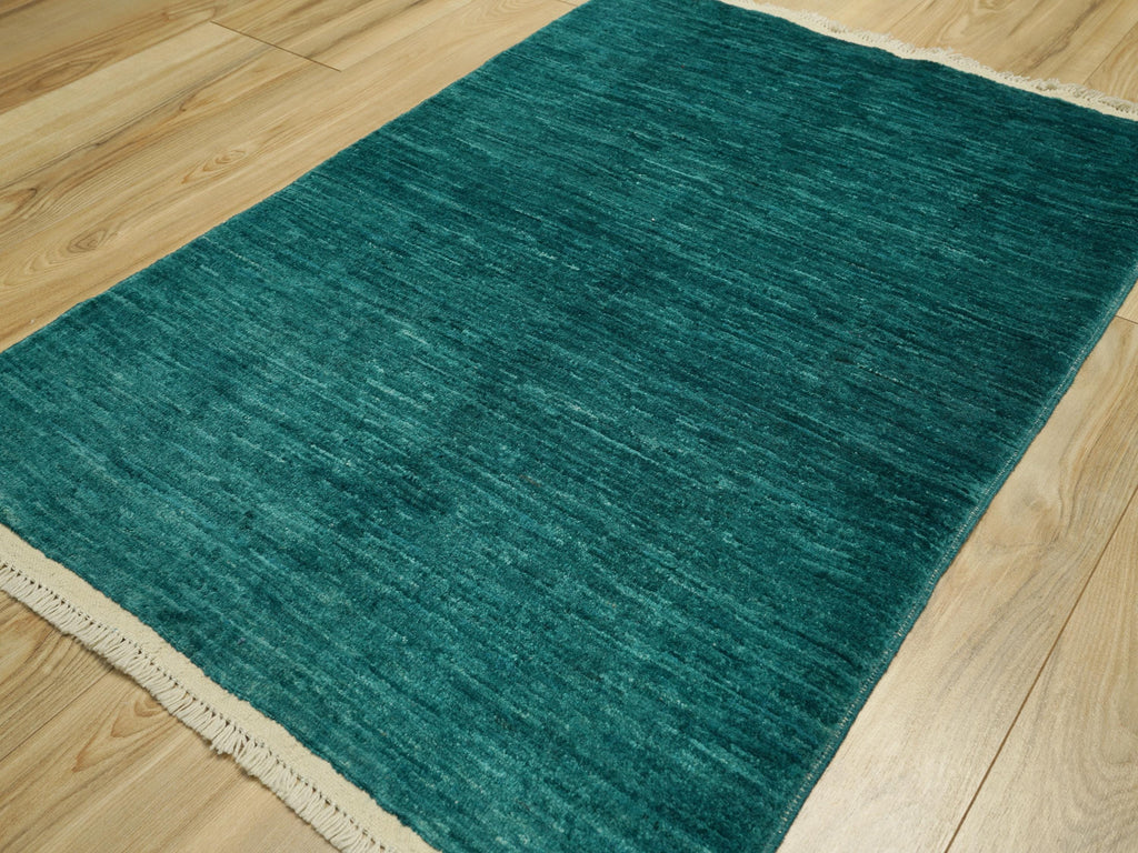 2x3 Ft Green Gabbeh Rug - Hand Knotted Wool Accent Rug