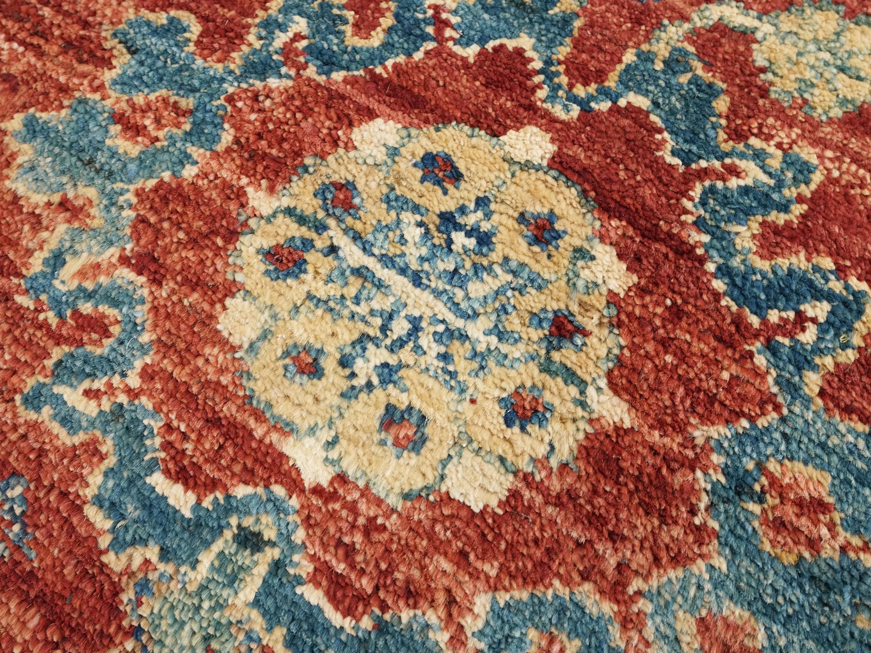 1x2 Ft Hand Knotted Red Serapi Rug - Ghazni Wool Accent Rug