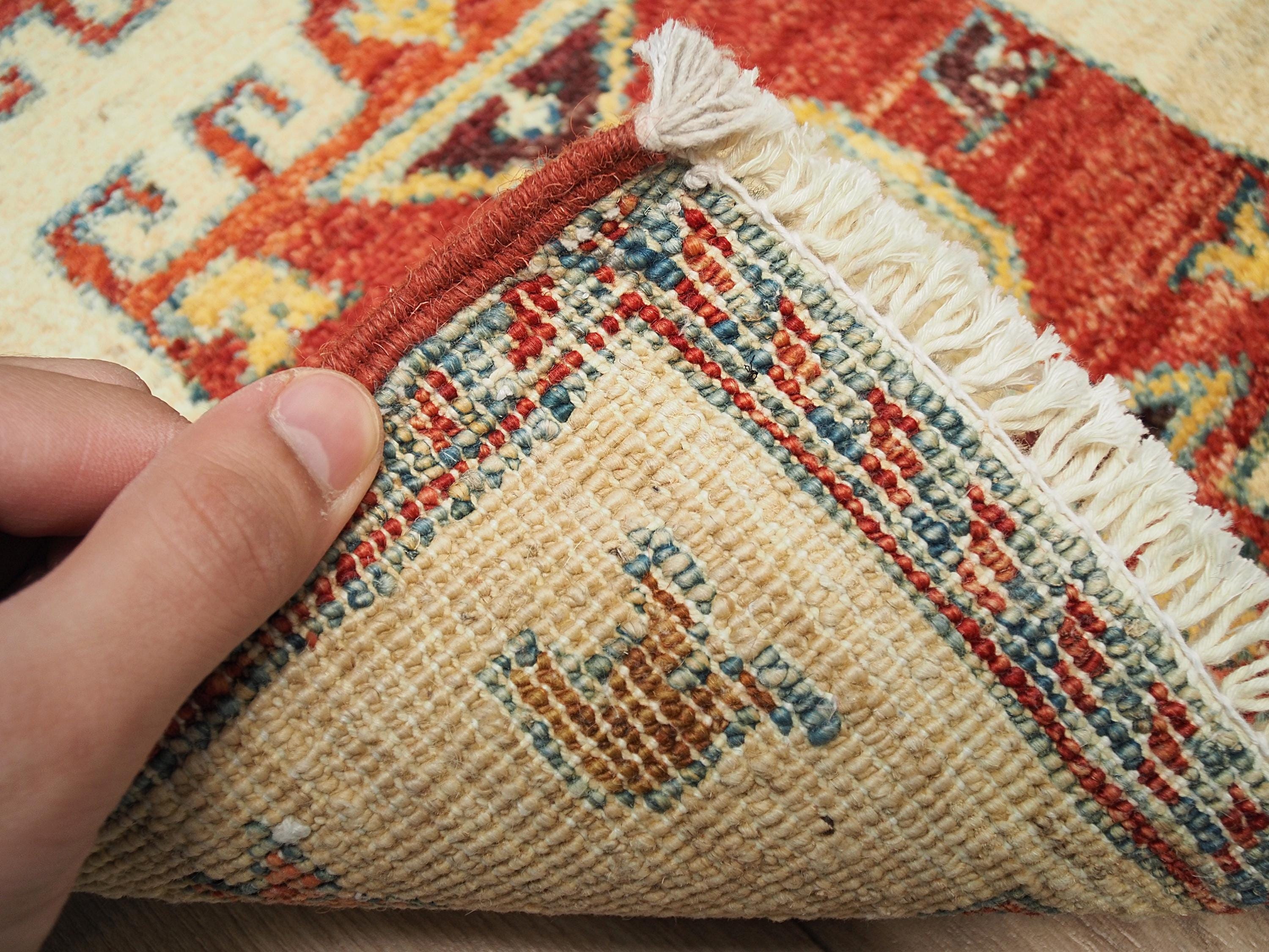 1x2 Ft Beige Heriz Rug - Afghan Wool Accent Rug