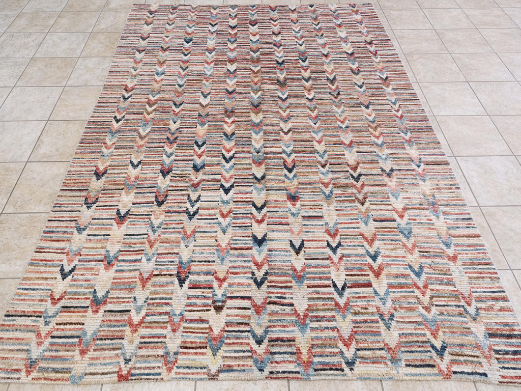 7x10 Ft Multicolor Moroccan Rug - Hand Knotted Area Rug
