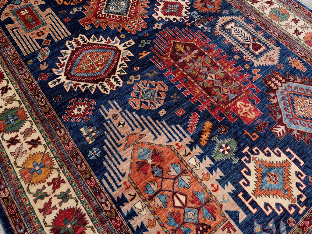 10x14 Ft Blue Beige Serapi Rug - Hand Knotted Wool Oriental Rug