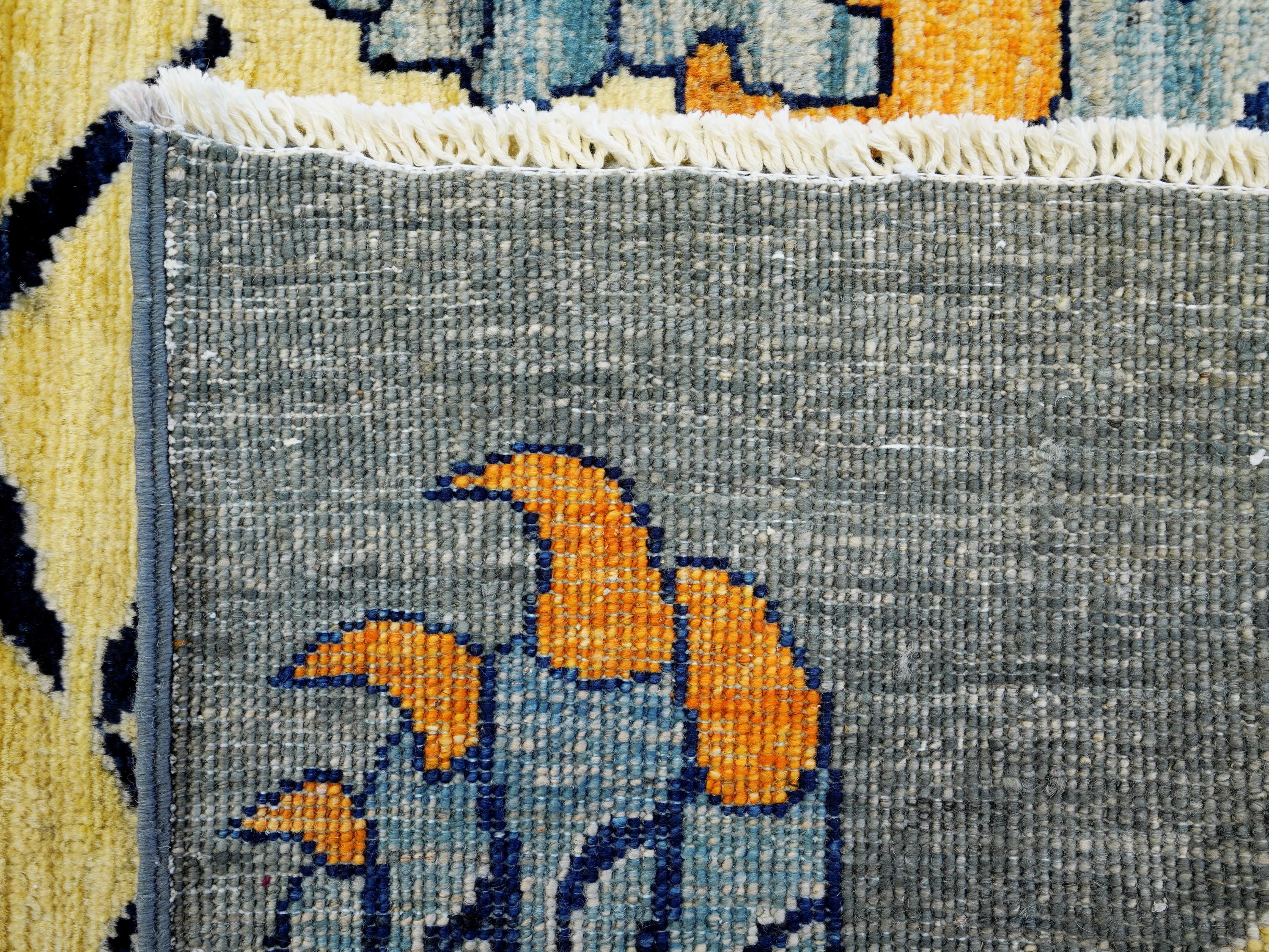 3x5 Ft Gray & Yellow Tiger Rug - Handmade Afghan Area Rug