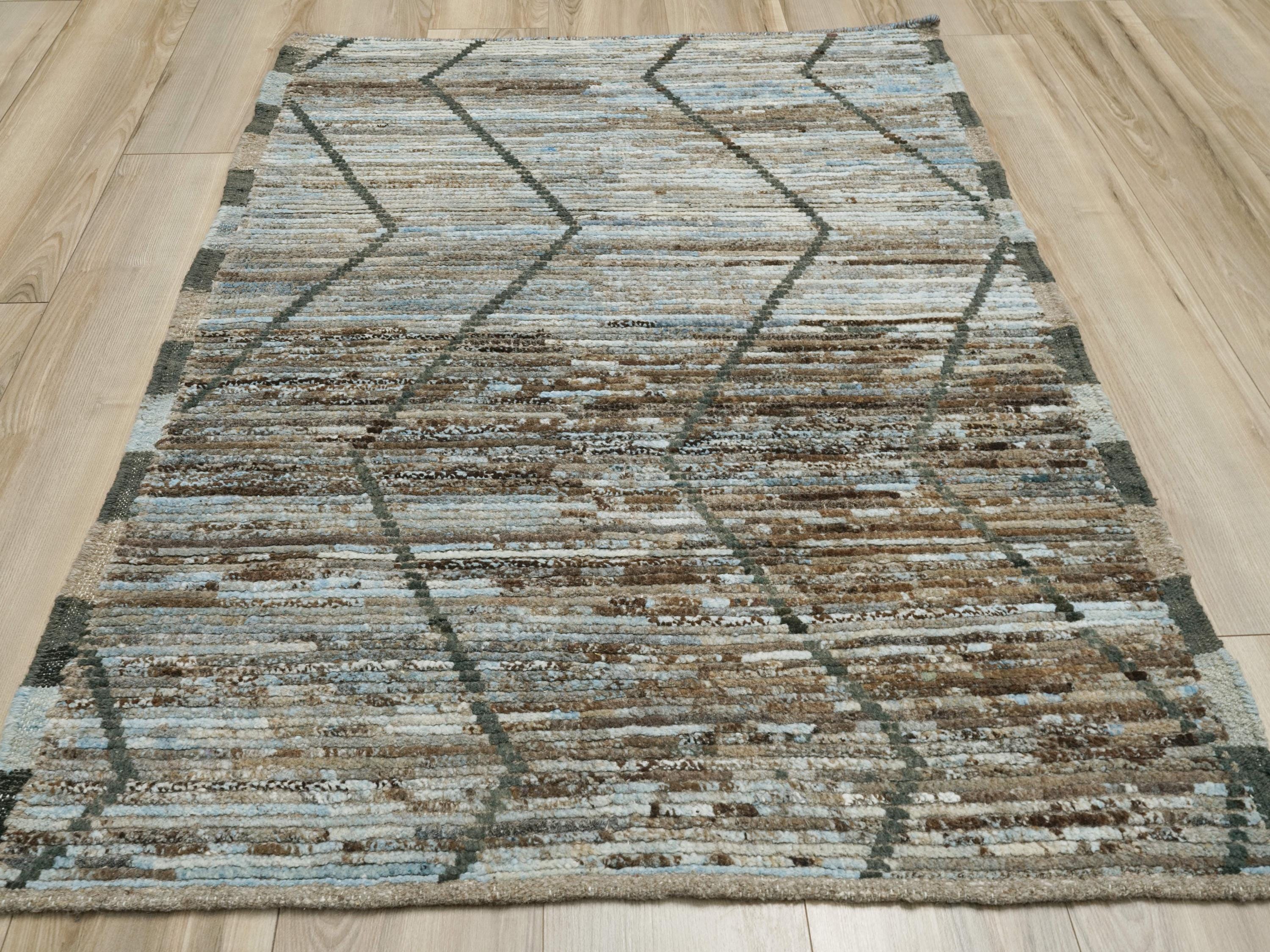 3x5 Ft Hand Knotted Coral Moroccan Rug - Afghan Wool Rug