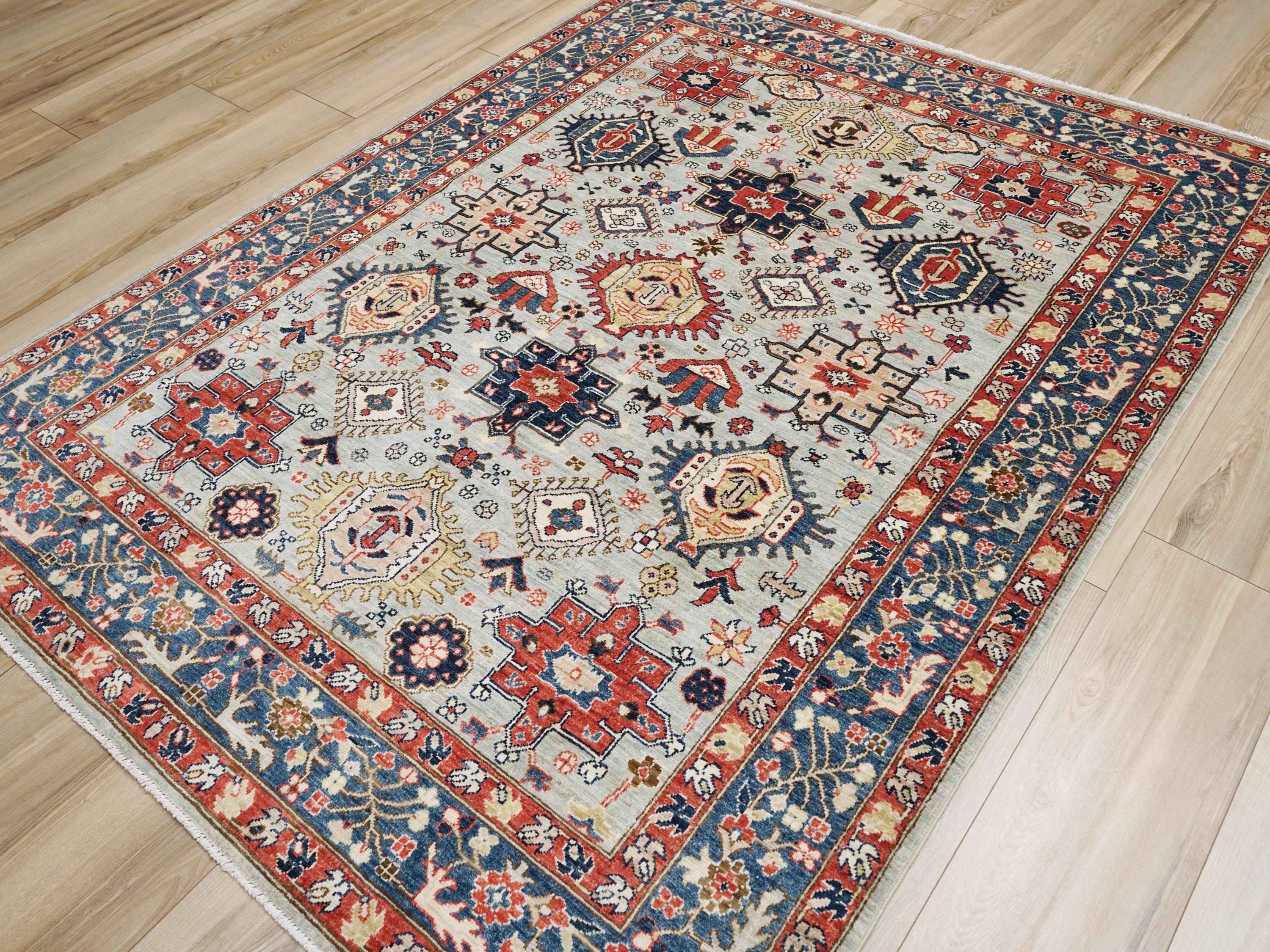 5x7 Ft Blue Bidjar Rug - Handmade Afghan Rug - Persian Design