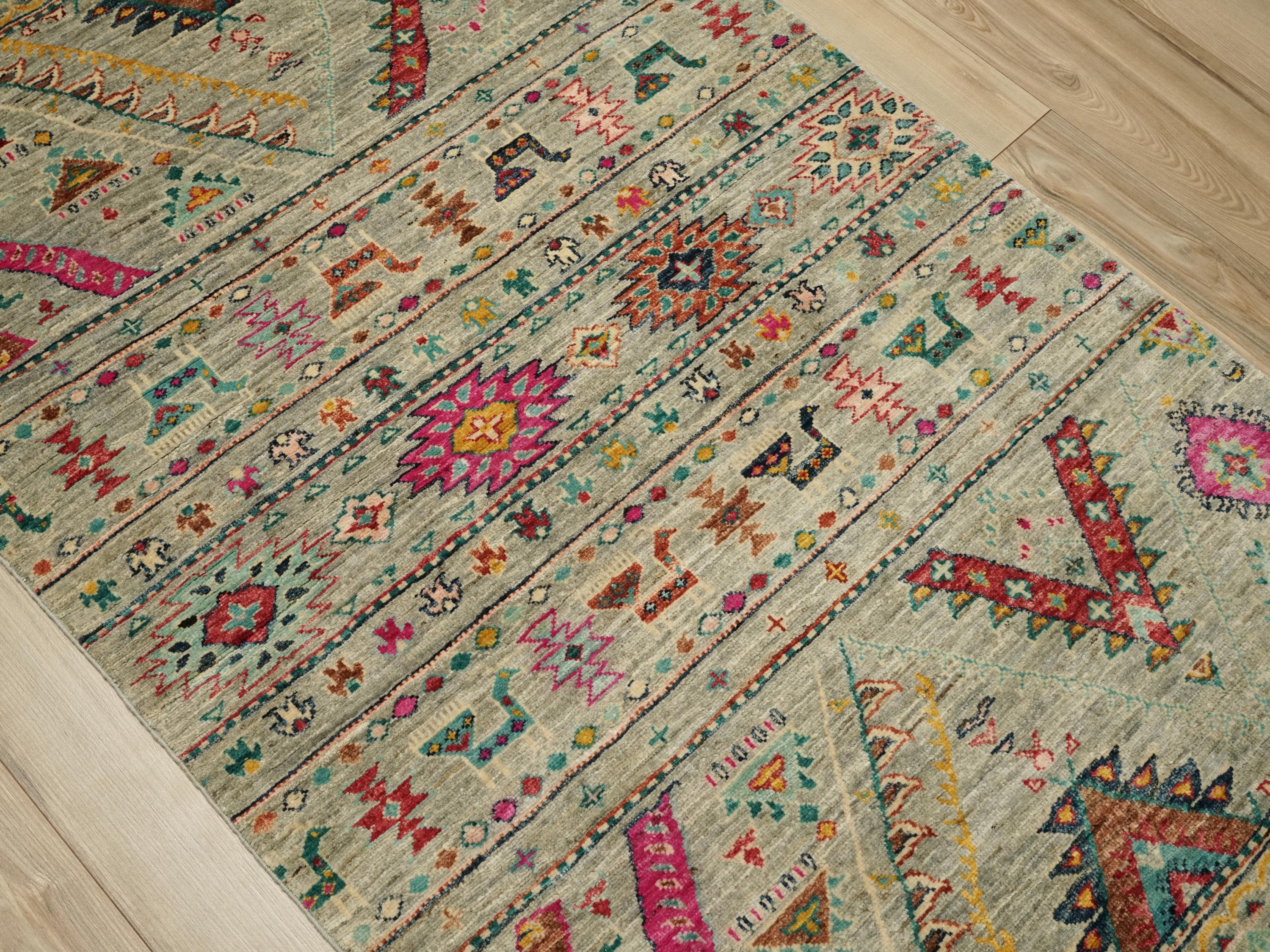 3x5 Ft Cyan Gabbeh Rug - Afghan Handmade Area Rug