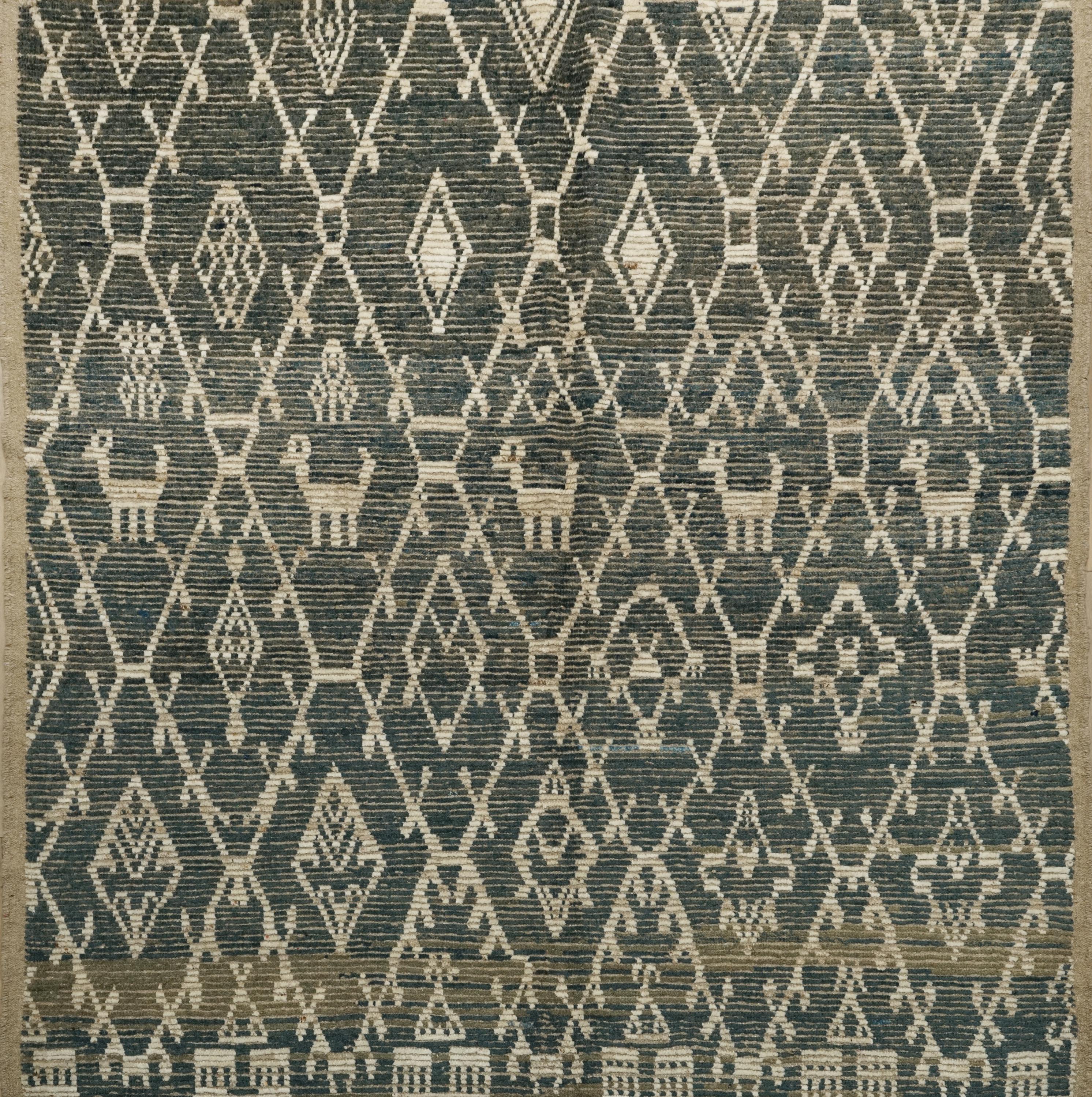 7x7 Ft Blue Moroccan Rug - Afghan Handmade Square Rug