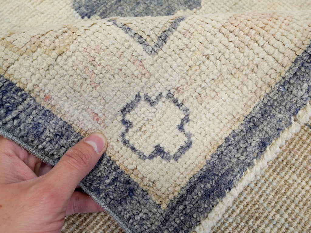 10x14 Ft Light Black Oushak Rug - Hand Knotted Afghan Rug - Turkish Floral Design