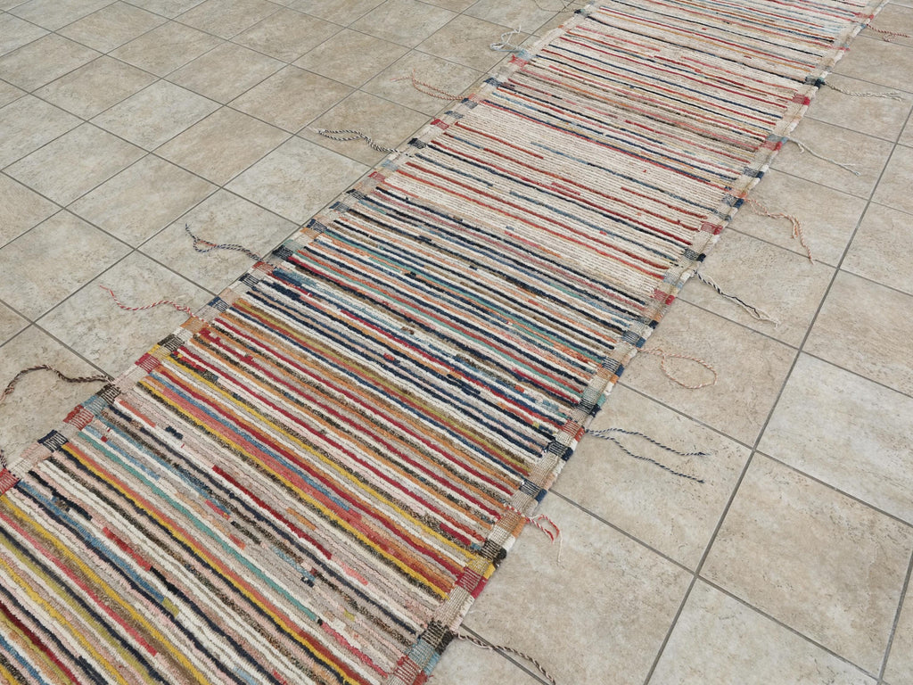 12 Ft Colorful Moroccan Runner Rug - Afghan Wool Hallway Rug