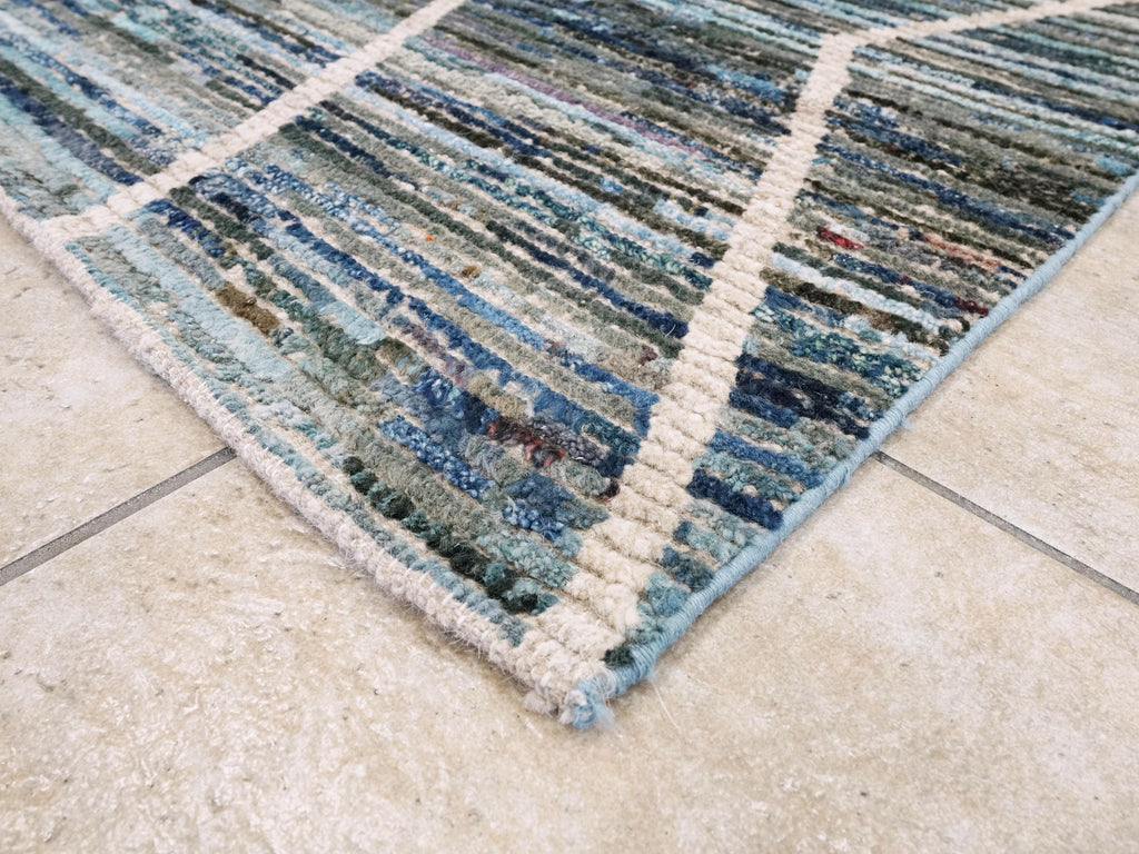 8x10 Ft Blue Moroccan Rug - Afghan Handmade Wool Rug