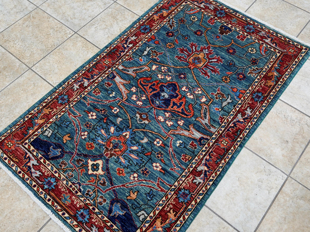 3x5 Ft Blue Bidjar Rug - Handmade Afghan Area Rug