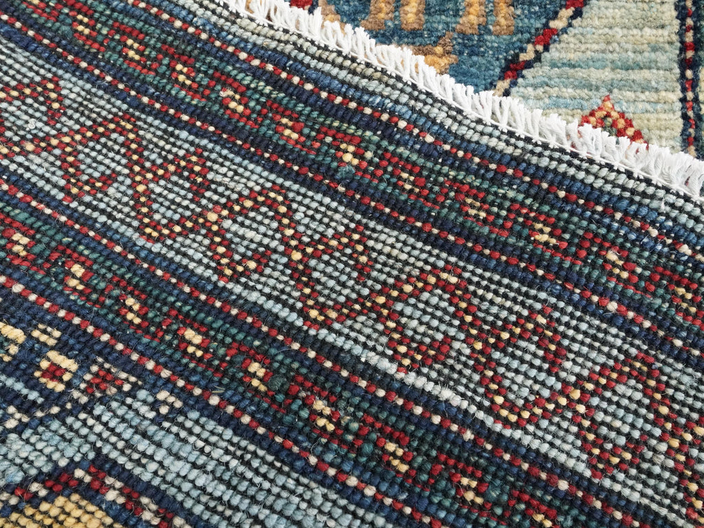 2x3 Ft Handmade Afghan Ersari Rug - Grey Wool Tribal Accent Rug