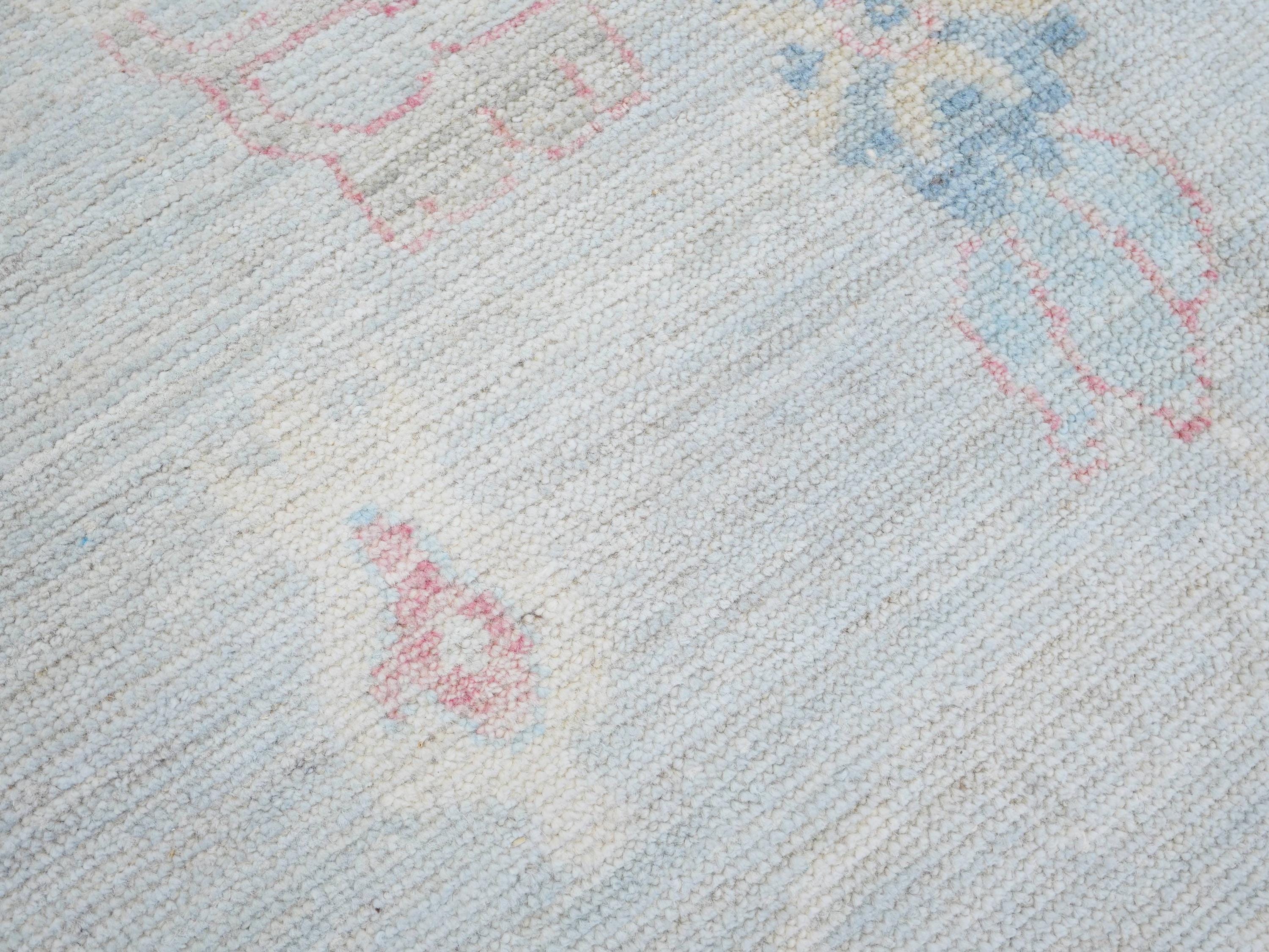 9x12 Ft Pastel Oushak Rug - Handmade Area Rug - Floral Design