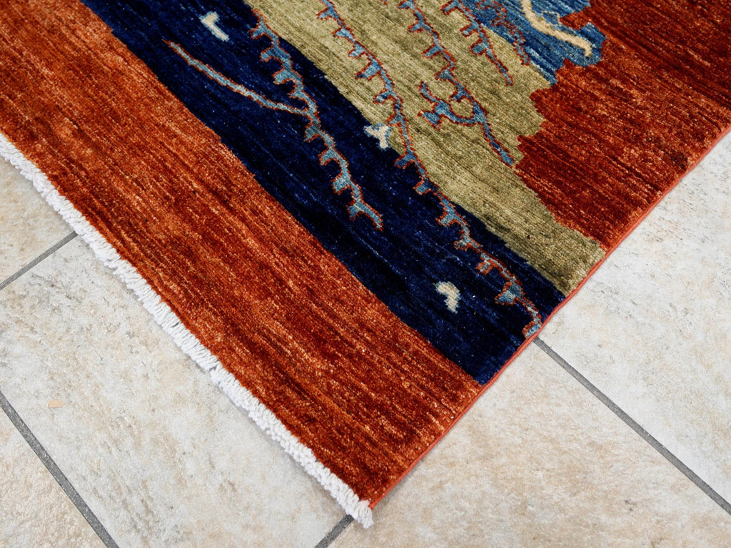 4x6 Ft Red Cheetah Rug - Hand Knotted Oriental Rug