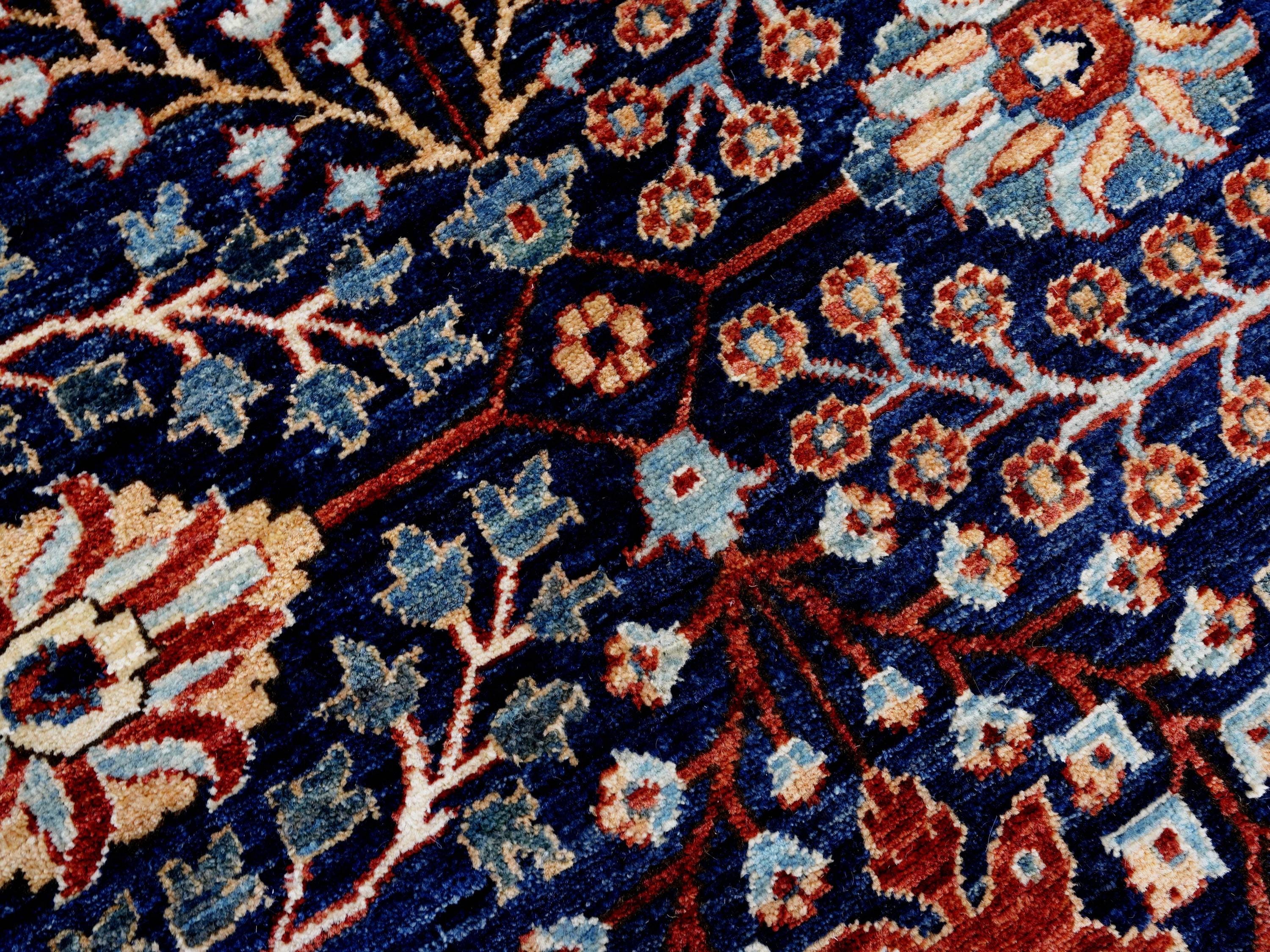 8x10 Ft Blue Bidjar Rug - Traditional Hand Knotted Rug - Persian Floral Design