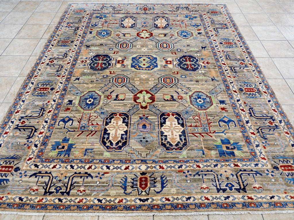 8x10 Ft Brown Heriz Rug - Hand Knotted Oriental Area Rug