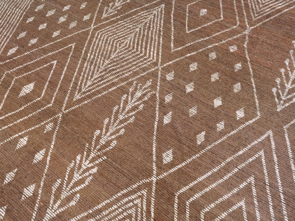 10x14 Ft Brown Moroccan Rug - Afghan Handmade Wool Rug