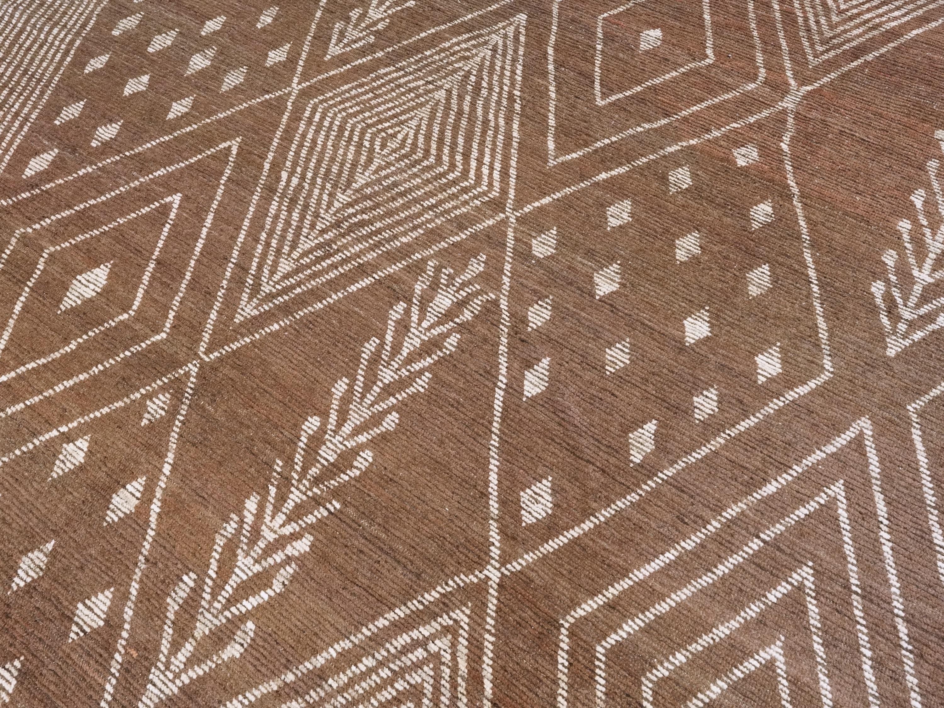10x14 Ft Brown Moroccan Rug - Afghan Handmade Wool Rug