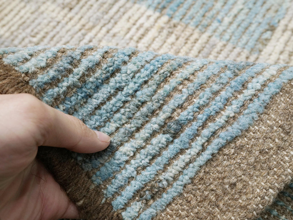 Hand Knotted Moroccan Wool Rug – 9x12 Blue Green Area Rug
